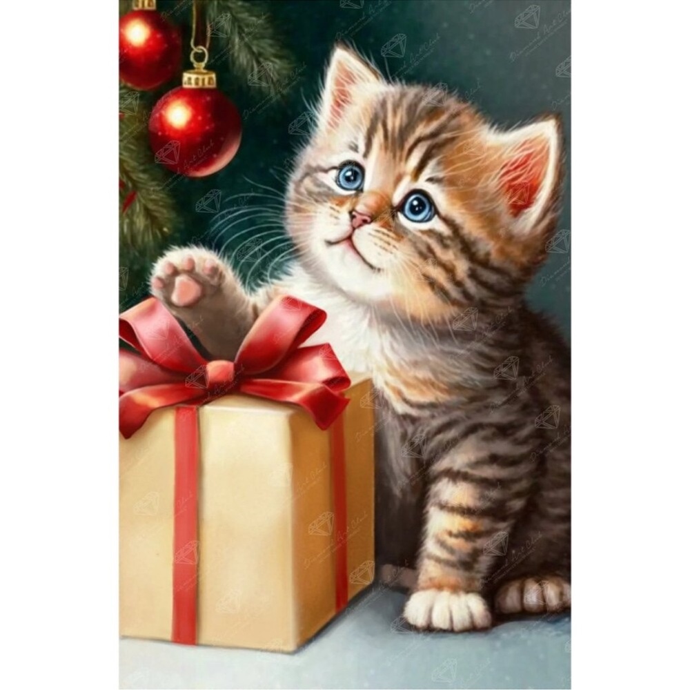 Meowy Christmas Diamond Art Club Painting